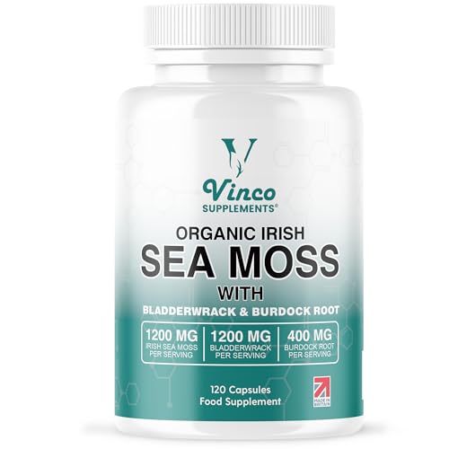 Organic Irish Sea Moss Capsules with Bladderwrack &amp; Burdock Root