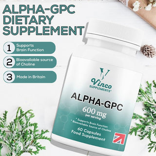 Vinco Alpha GPC Choline Supplement 600mg