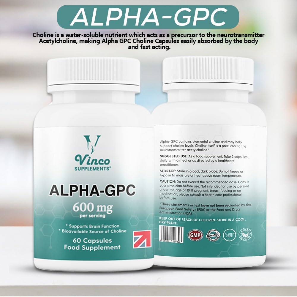 Vinco Alpha GPC Choline Supplement 600mg