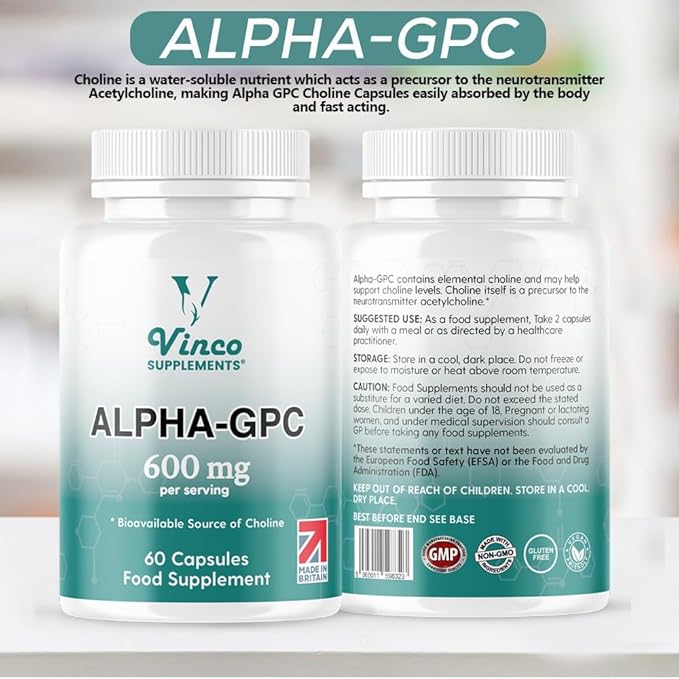 Vinco Alpha GPC Choline Supplement 600mg