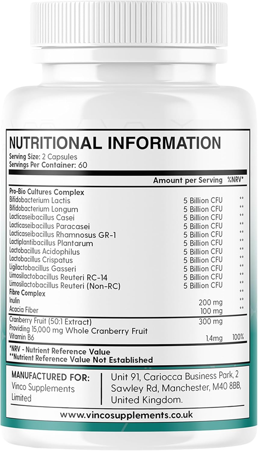 Vinco Pro Bio Cultures for Women – 60 Billion CFU, 120 Vegan Capsules