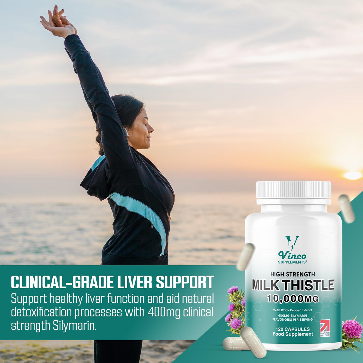 Milk Thistle Extract 10000mg - High Potency 400mg Silymarin per Capsule