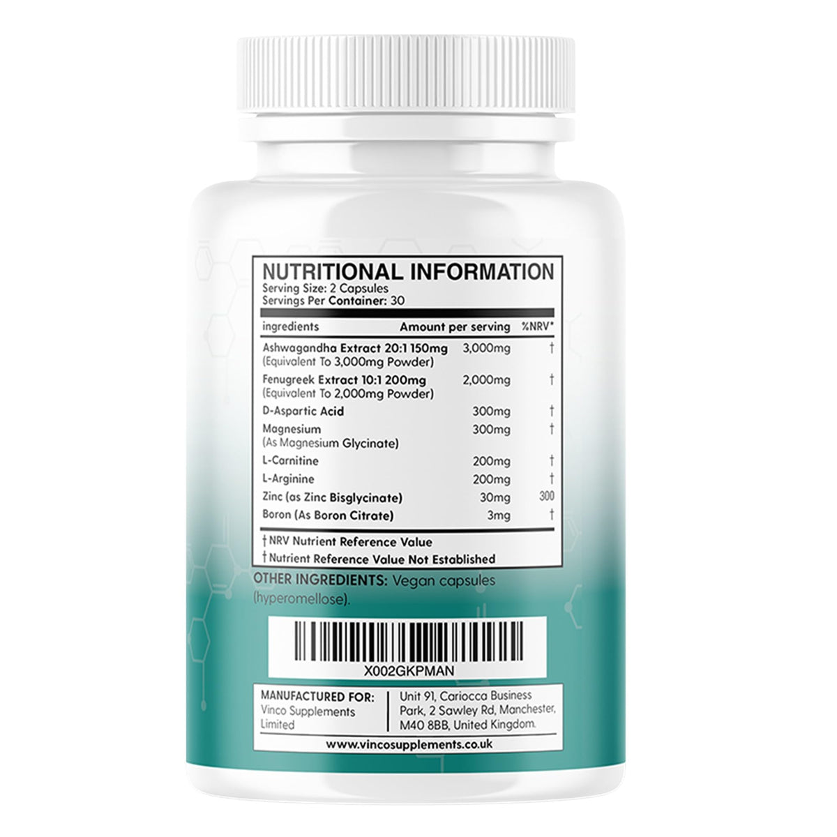Vinco Testosterone Supplements for Men, 1400mg Per Serving, 60 Capsules
