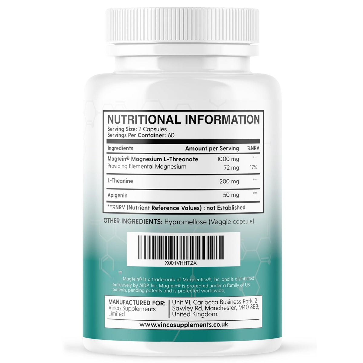 Vinco Triple Sleep Magnesium L-Threonate L-Theanine & Apigenin