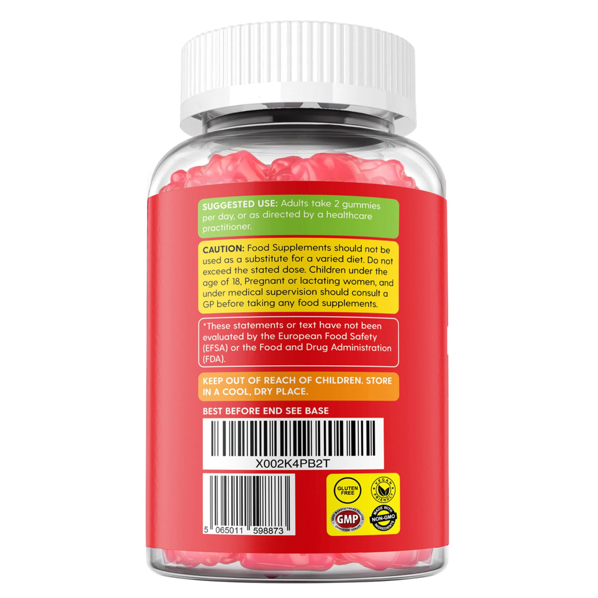Vinco Magnesium L-Threonate Gummies - 2000mg High Strength Bioavailable Magnesium Formula for Memory, Focus, Calm & Sleep, Vegan Strawberry Flavour Brain Supplement for Adults - 60 Gummies