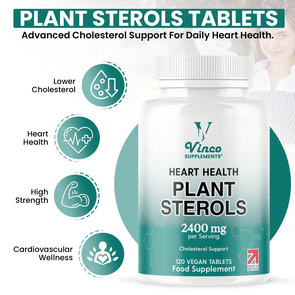 Vinco Plant Sterols High Strength 2400mg - 120 Vegan Tablets