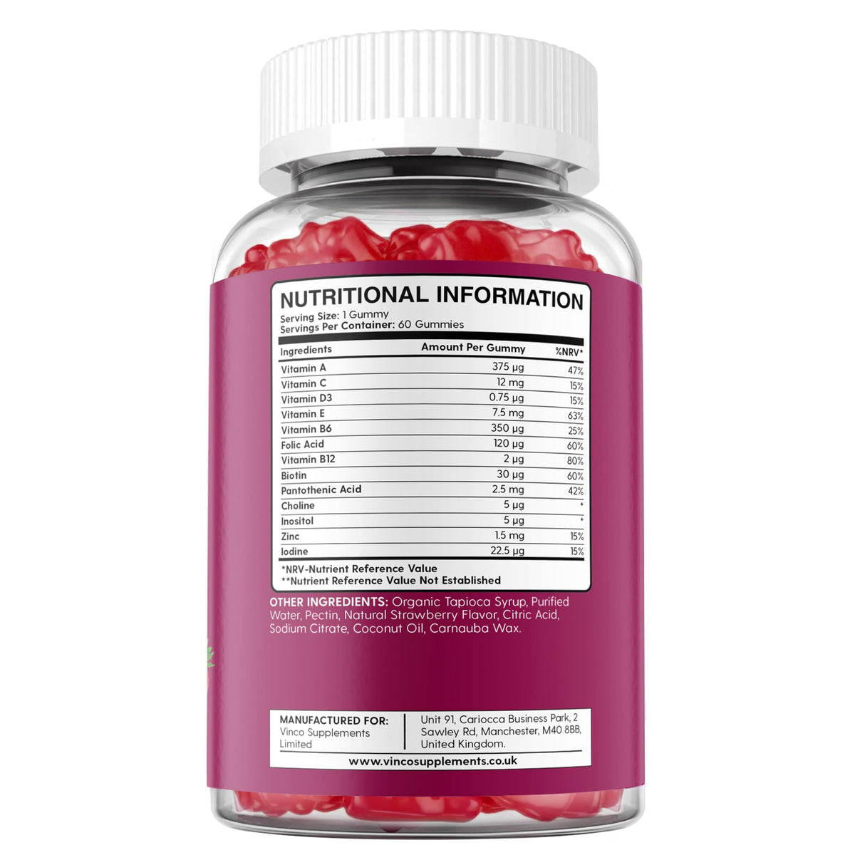 Kids Multivitamin Gummies - 60 Chewable Vitamins for Children Ages 3+ - 2 Months Supply - Sugar Free - 13 Essential Vitamins and Minerals with Vitamin C D E B6 B12 - Vegan Gluten Free