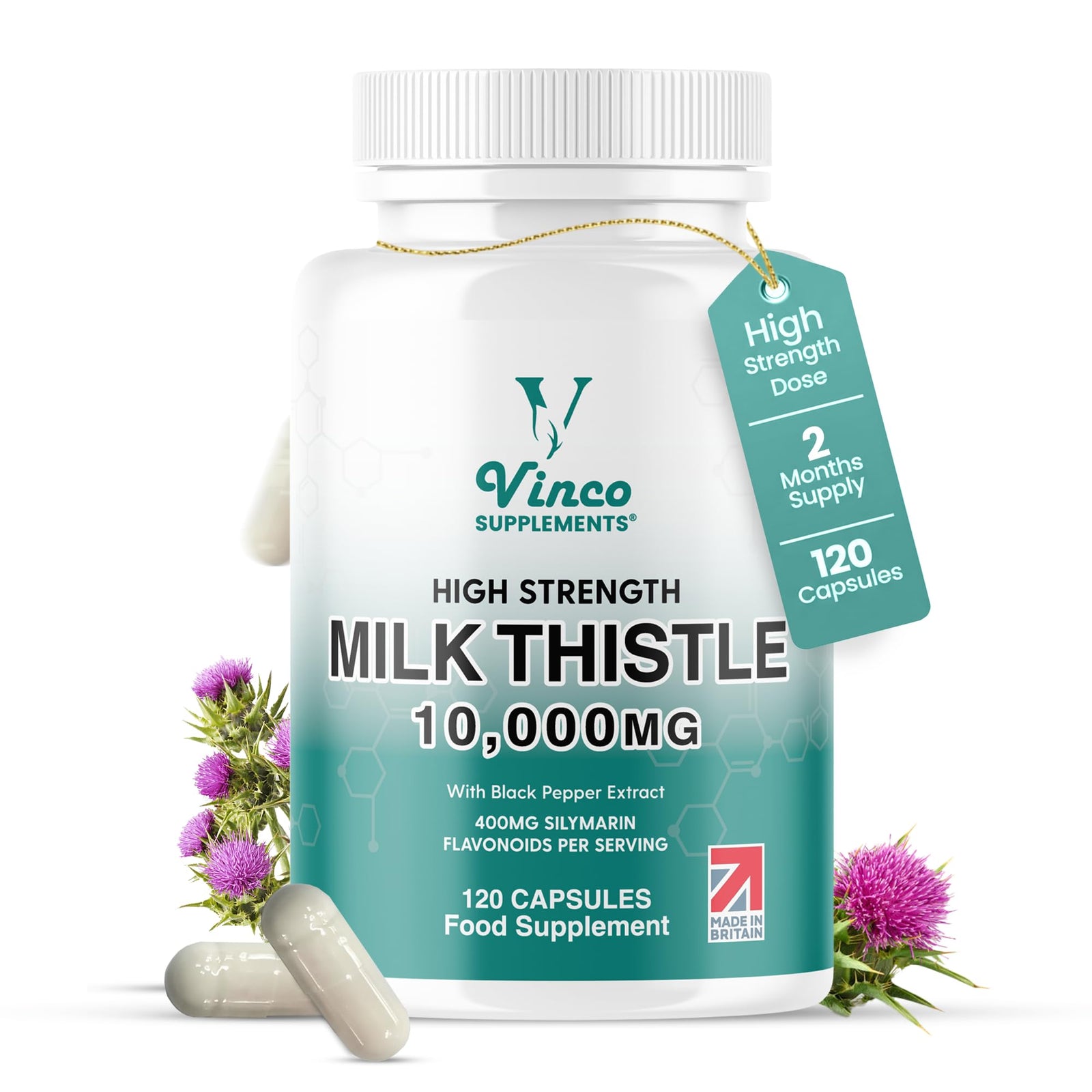 Milk Thistle Extract 10000mg - High Potency 400mg Silymarin per Capsule