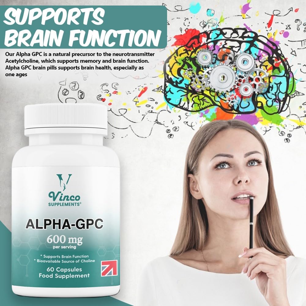 Vinco Alpha GPC Choline Supplement 600mg