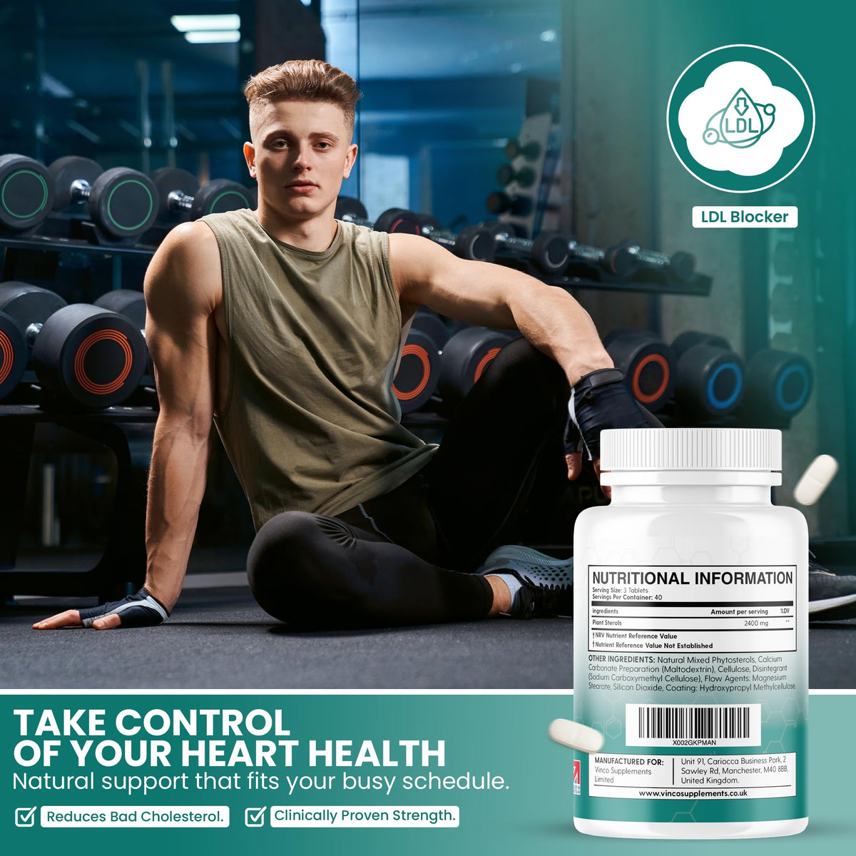 Vinco Plant Sterols High Strength 2400mg - 120 Vegan Tablets