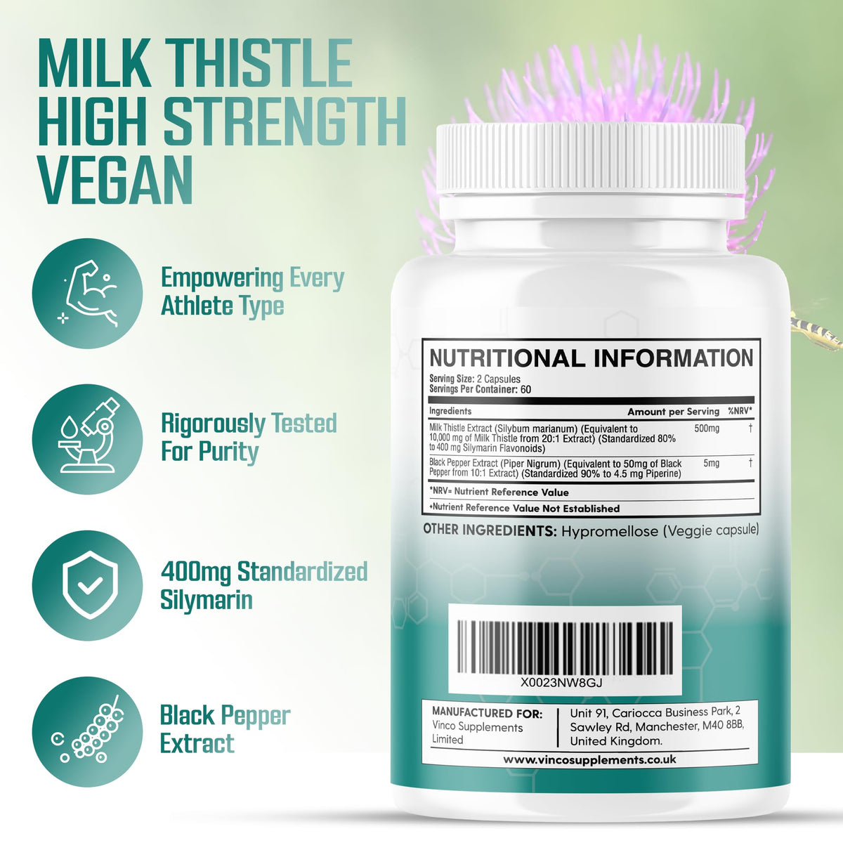 Milk Thistle Extract 10000mg - High Potency 400mg Silymarin per Capsule