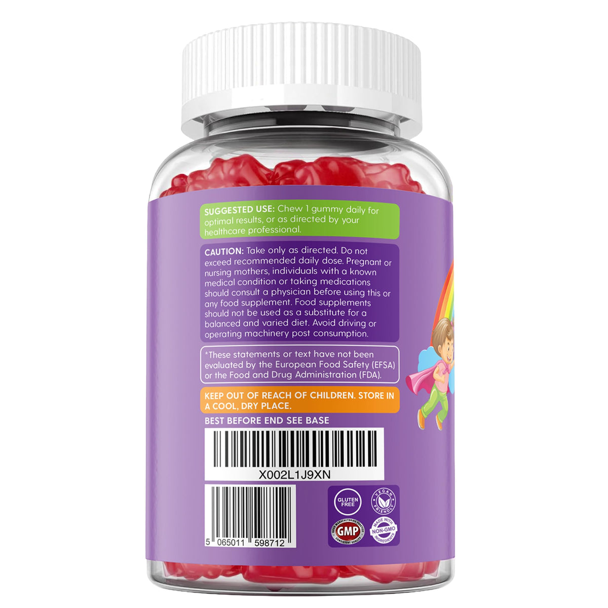 Kids Night-Time Gummies - 60 Chewable Sleep Support Gummies with Magnesium, L-Theanine, and Vitamin B6 for Children Ages 3+ - Calming Bedtime Formula - 2 Months Supply