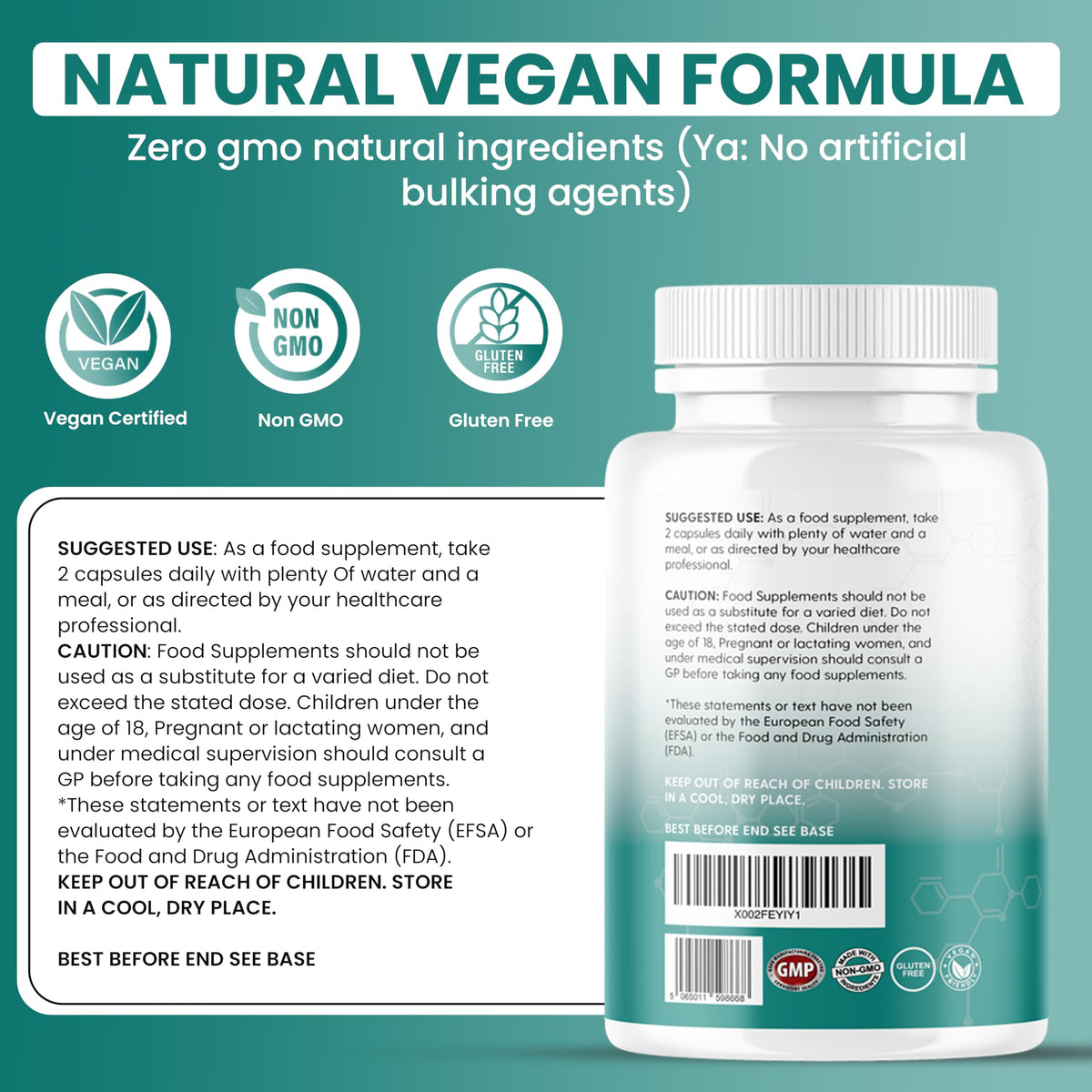 Vinco 80 Billion CFU Probiotics - 20 Strains with Prebiotics - 120 Vegan Capsules