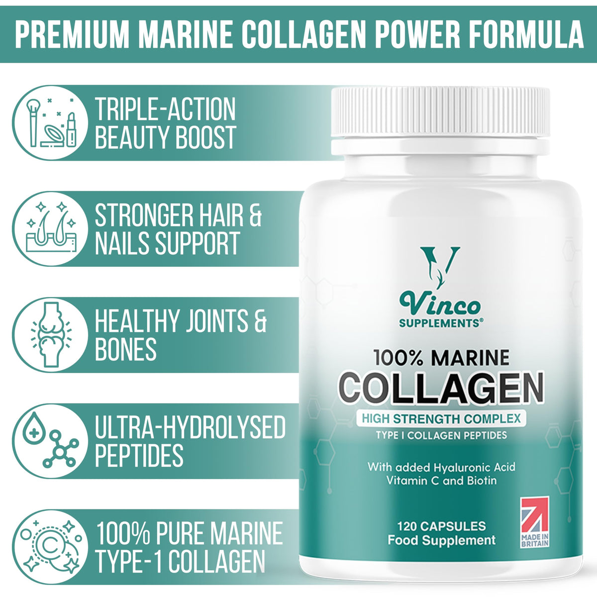 Vinco Pure Marine Collagen Supplements for Men & Women