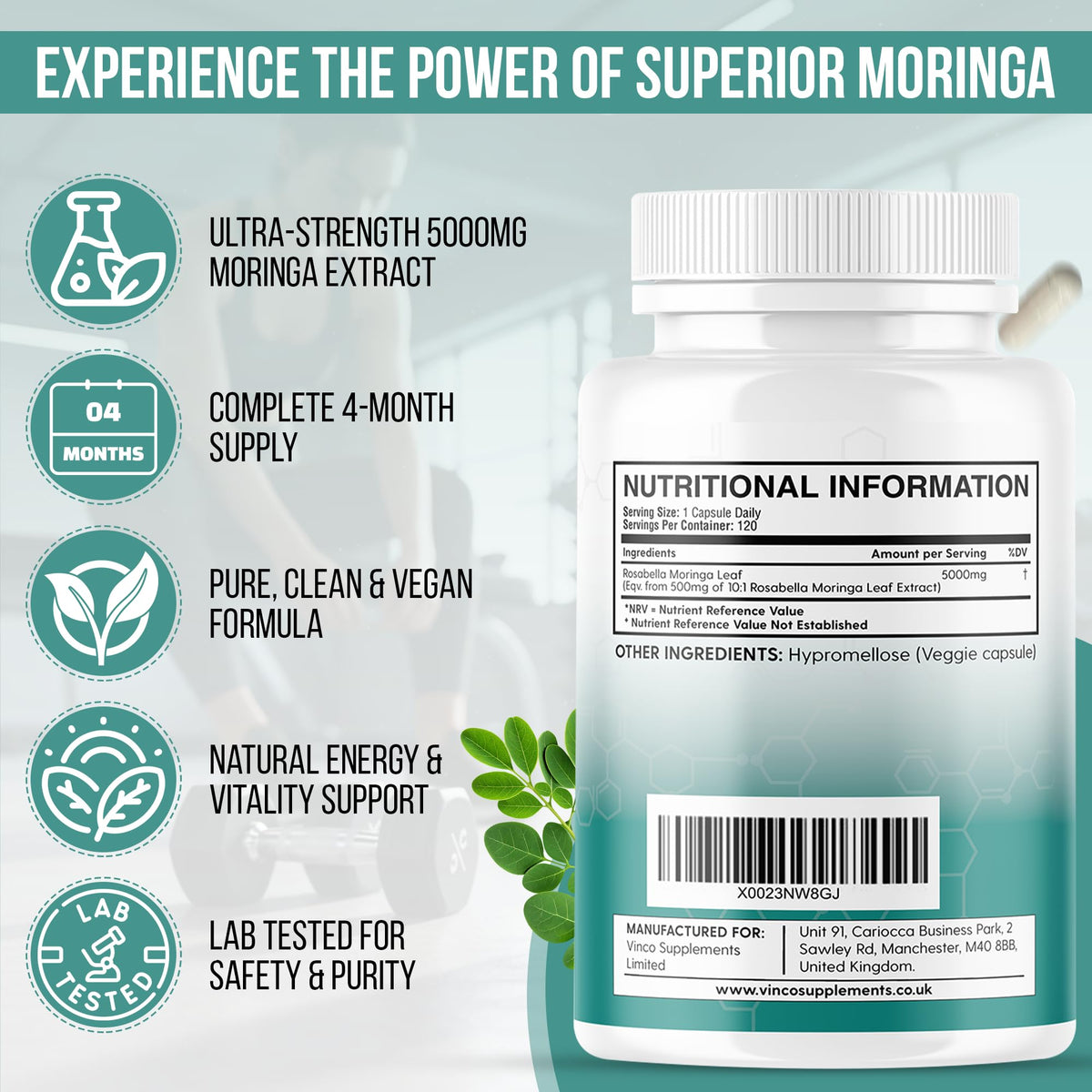 Vinco Moringa Leaf Capsules 5000mg