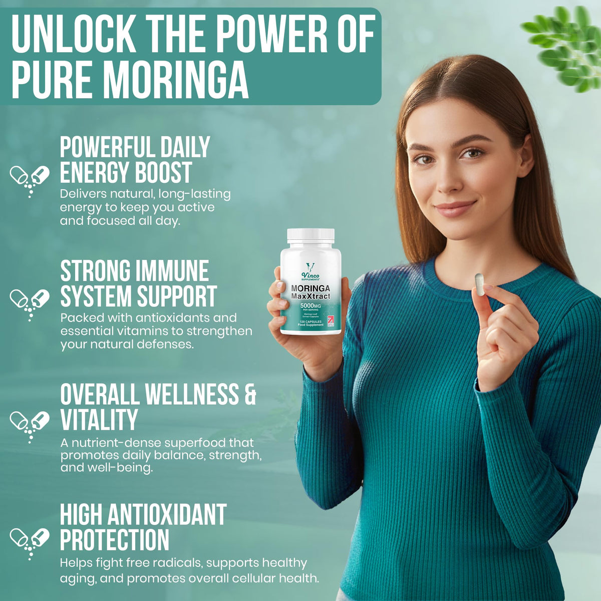 Vinco Moringa Leaf Capsules 5000mg