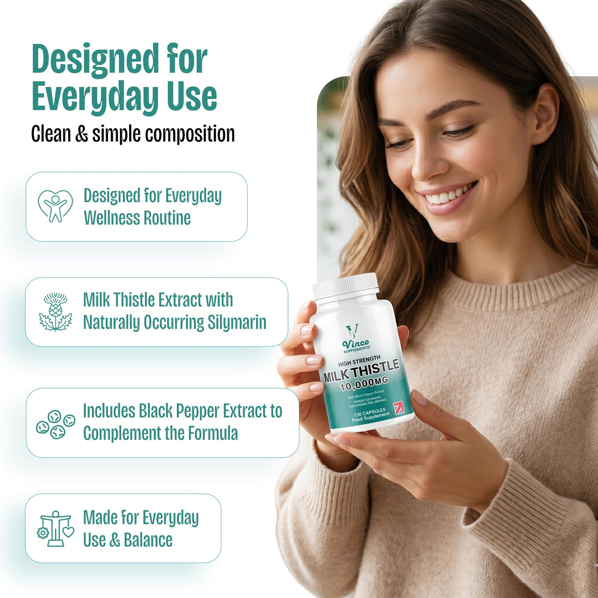 Milk Thistle High Strength 10000mg - 400mg Silymarin per Capsule - 120 Capsules with Black Pepper Extract - 4 Months Supply - Vegan Herbal Food Supplement