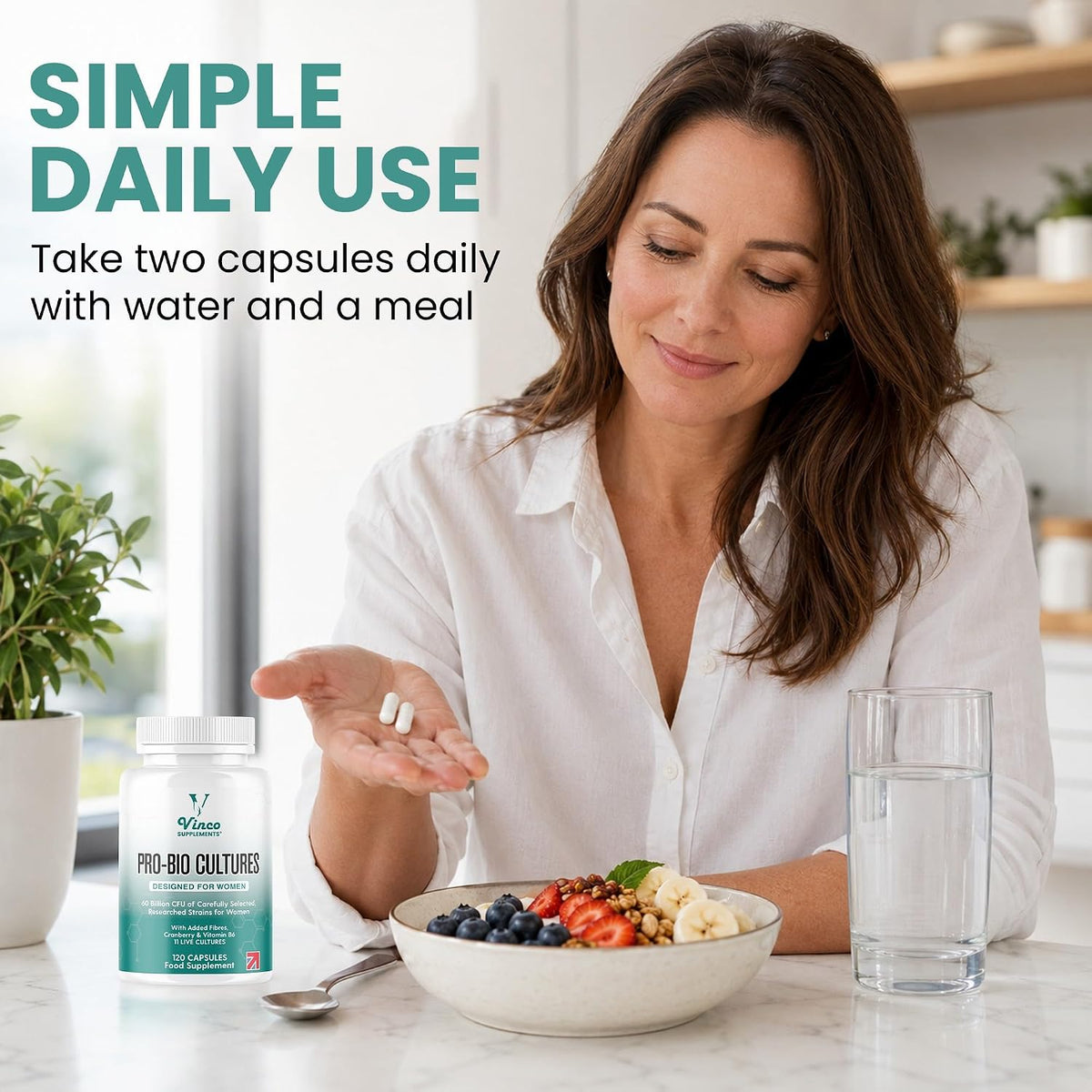 Vinco Pro Bio Cultures for Women – 60 Billion CFU, 120 Vegan Capsules