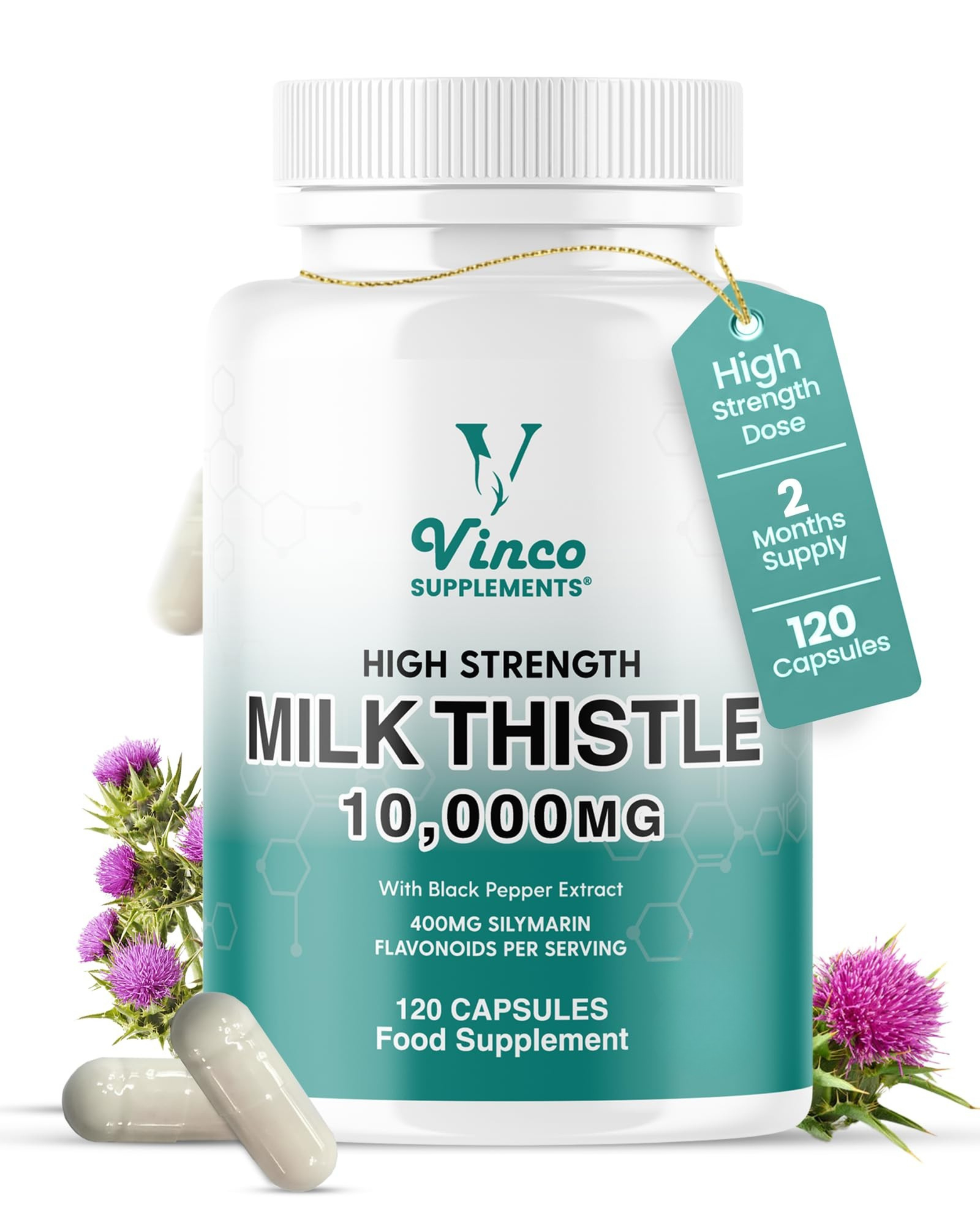 Milk Thistle Extract 10000mg - High Potency 400mg Silymarin per Capsule