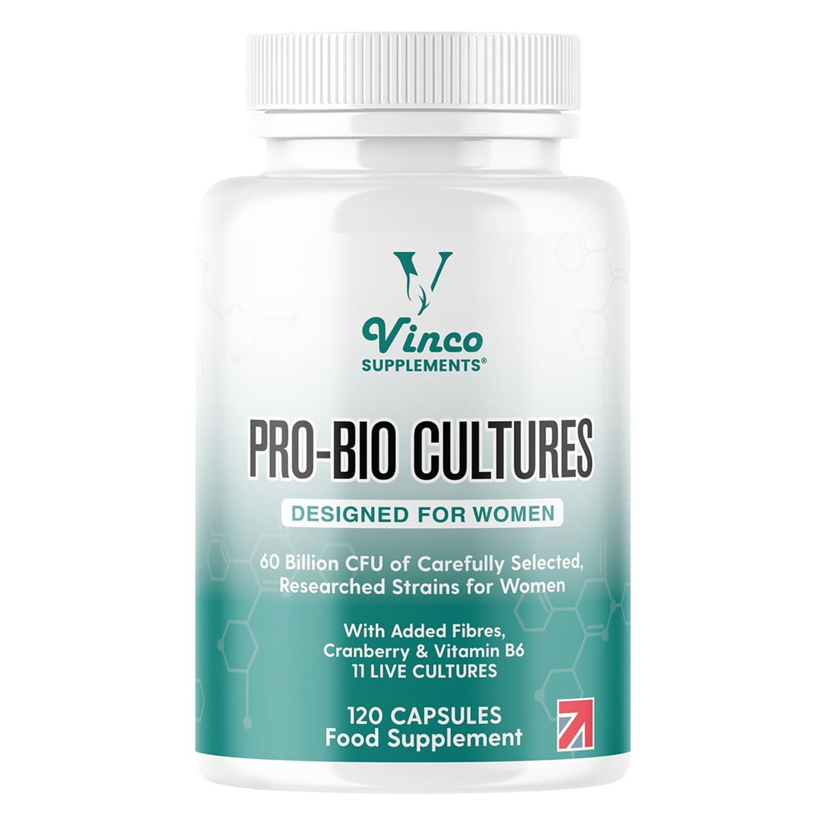 Vinco Pro Bio Cultures for Women – 60 Billion CFU, 120 Vegan Capsules