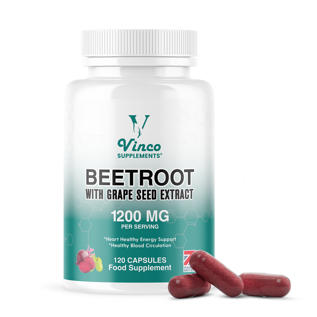 Beetroot Capsules with Grape Seed Extract 1200mg