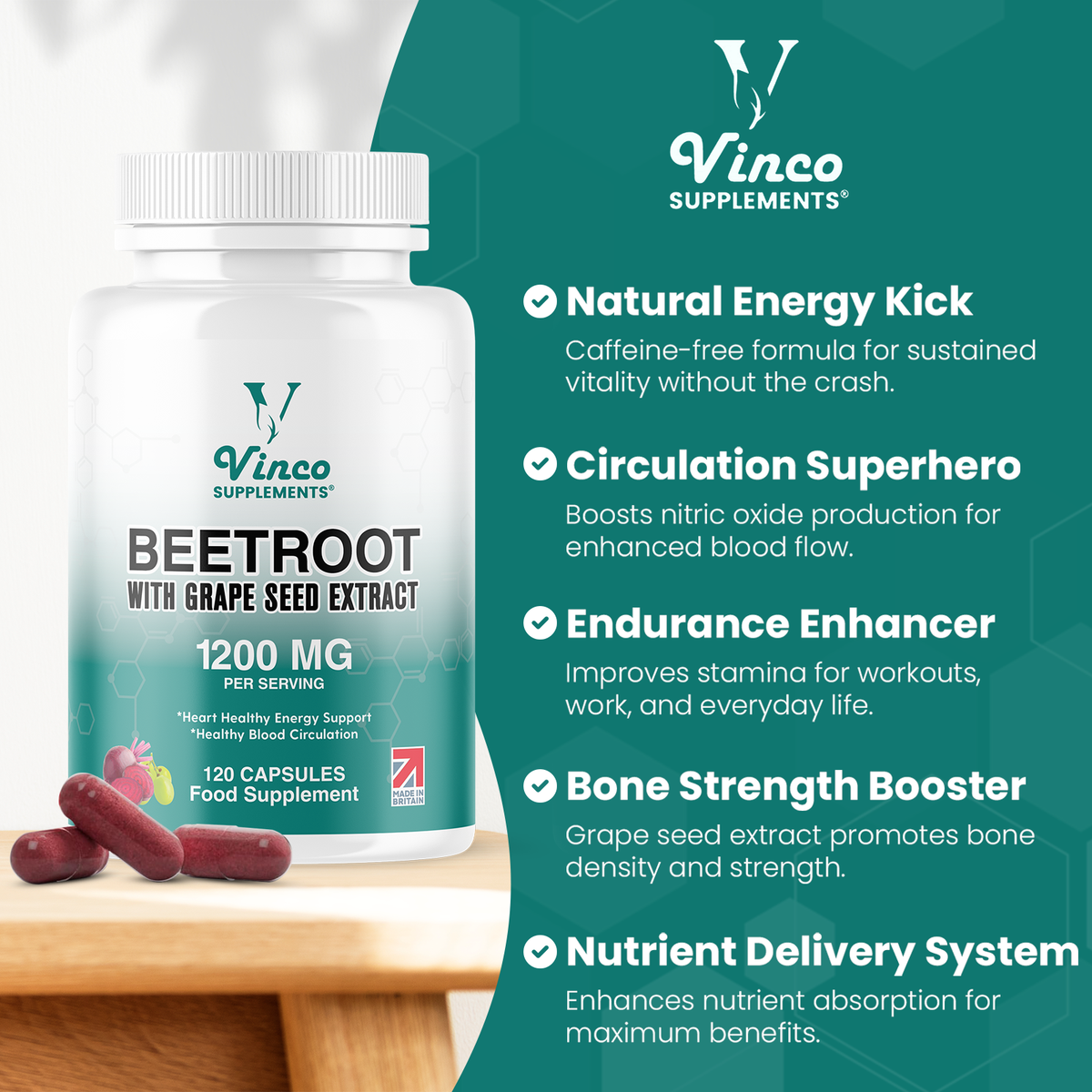 Beetroot Capsules with Grape Seed Extract